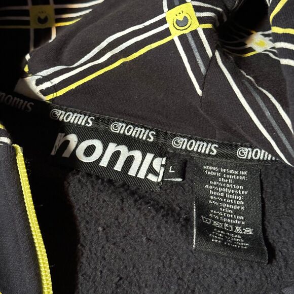 VTG Nomis Simon Outdoor Snowboard Hoodie Mens L Full Zip Jacket Y2K Black Yellow - Picture 6 of 12
